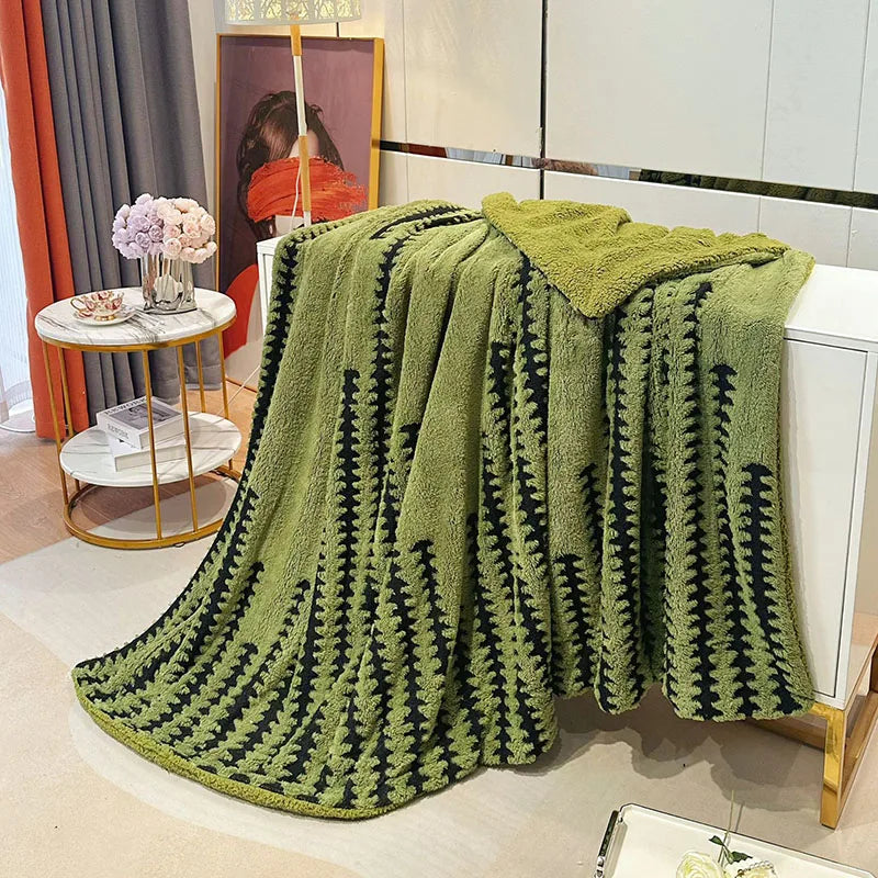 Afralia™ Double Layer Lamb Fleece Blanket: Soft & Warm for Office, Bedroom, Sofa.