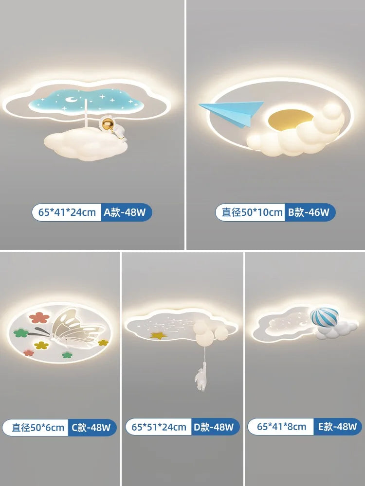 Afralia™ Cloud Airplane Chandelier: Modern Kids Bedroom Ceiling Lights