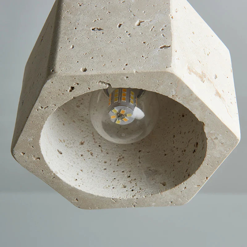 Afralia™ Yellow Travertine Wood Base LED Pendant Lights - Modern Adjustable Hanging Lamp