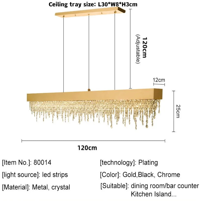 Afralia™ Luxury Crystal Chandelier Stainless Steel Modern Design Living Room Kitchen Lighting