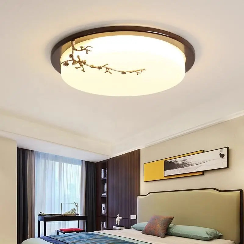 Afralia™ Antique Copper LED Ceiling Light - Traditional Chinese Art Painting Surface Lamp