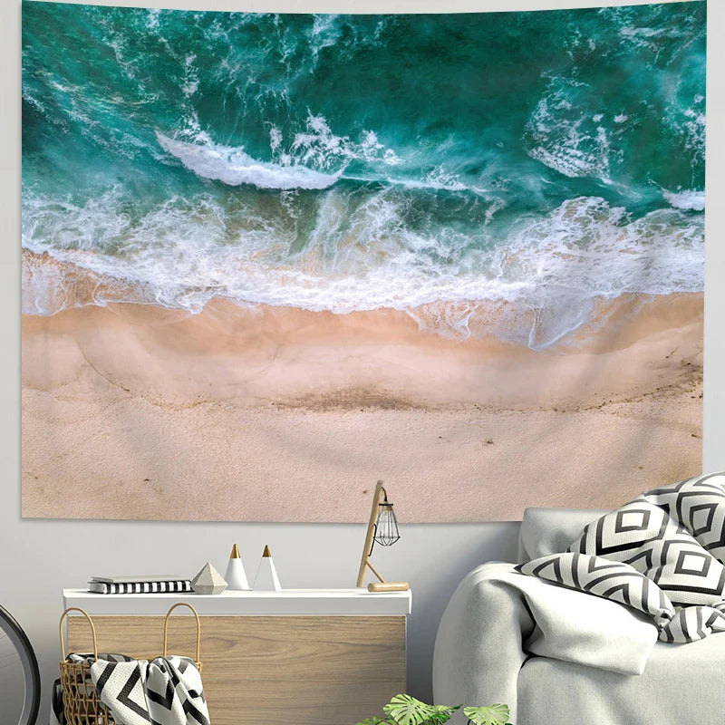 Afralia™ Sea Tapestry Landscape Wall Decoration Cloth for Room Layout & Dormitory Renovation