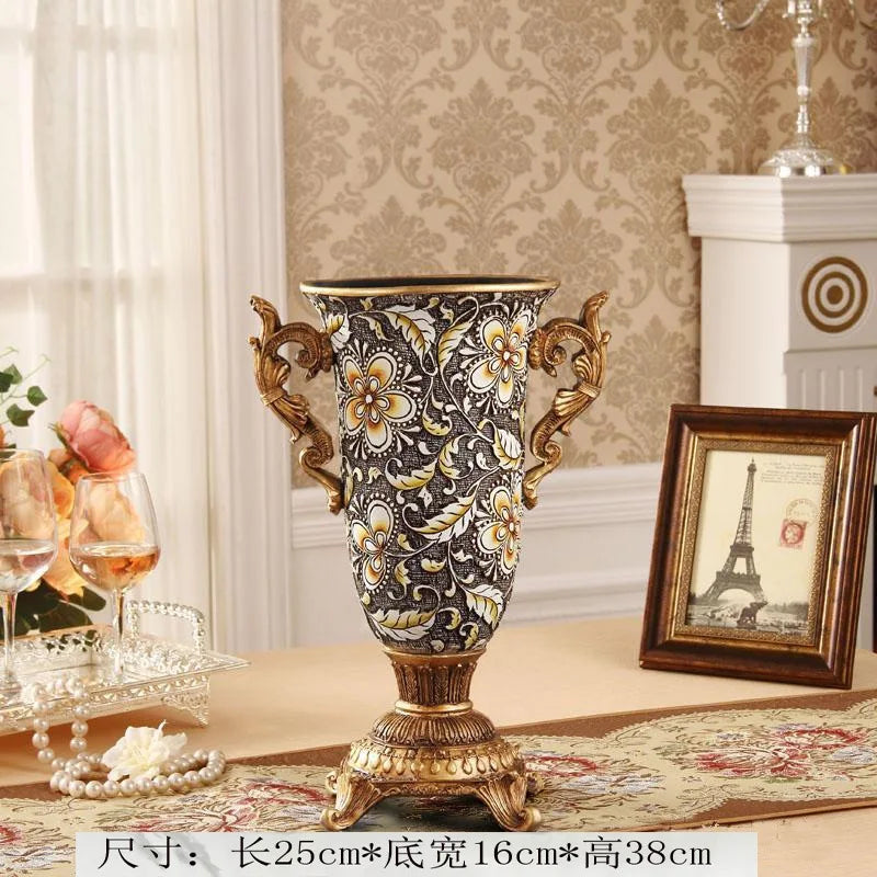 Afralia Resin Vase Dried Flowers Arrangement for Living Room Decor