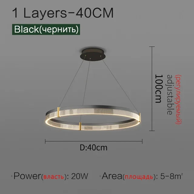 Afralia™ Circle Chandelier Acrylic Shade, High-End Designer Hanging Lighting for Home and Restaurant