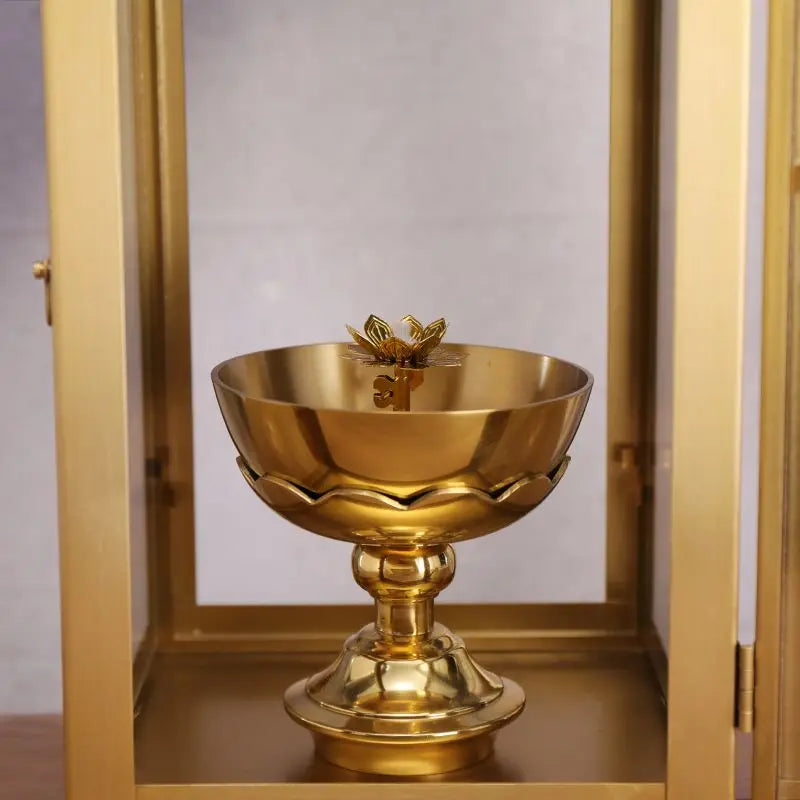 Afralia™ Copper Oil Lamp for Worship with Windproof Design and Pure Ghee