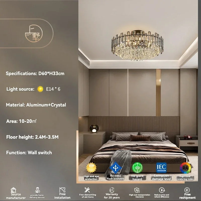 Afralia™ Gold Crystal Ceiling Chandelier: Luxury Modern LED Pendant for Home Décor