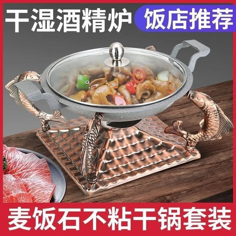 Afralia™ Premium Seafood Feast Pot Set with Solid Alcohol Stove and Tableware