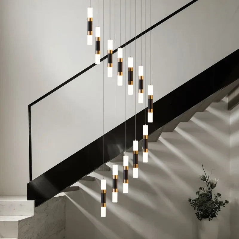 Afralia™ Crystal LED Chandelier: Luxury Stair Lighting Fixture for Staircase, Minimalist Indoor Hangings