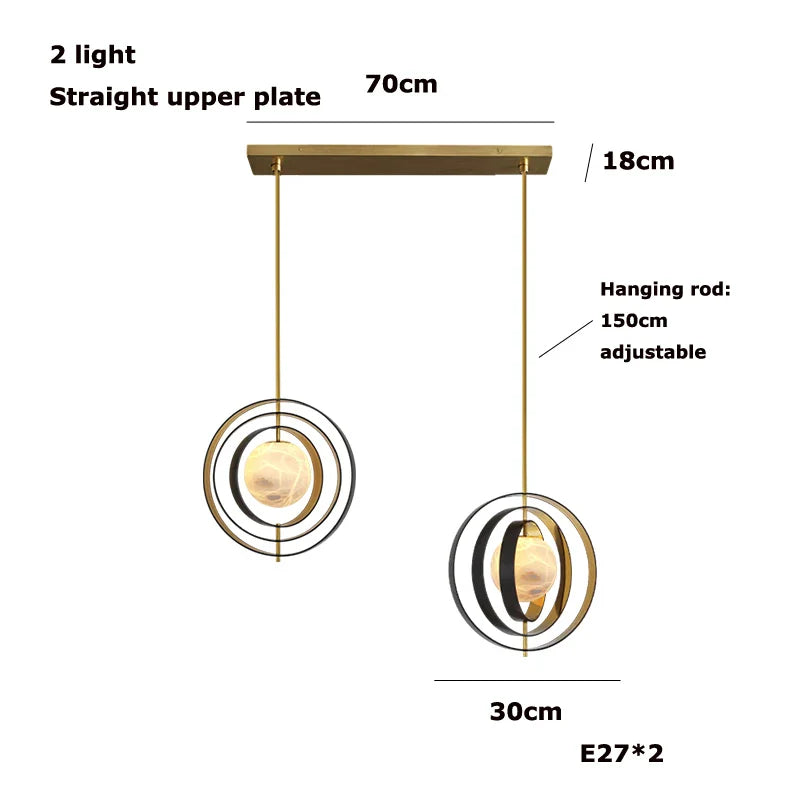 Afralia™ Marble Globe Pendant Light with Black Gold Hardware - Modern Tea Room Ceiling Decor