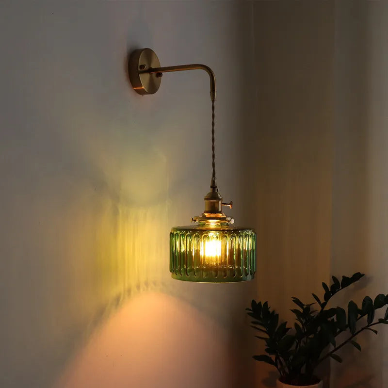 Afralia™ Nordic LED Glass Copper Wall Sconce Modern Living Room Bedroom Light