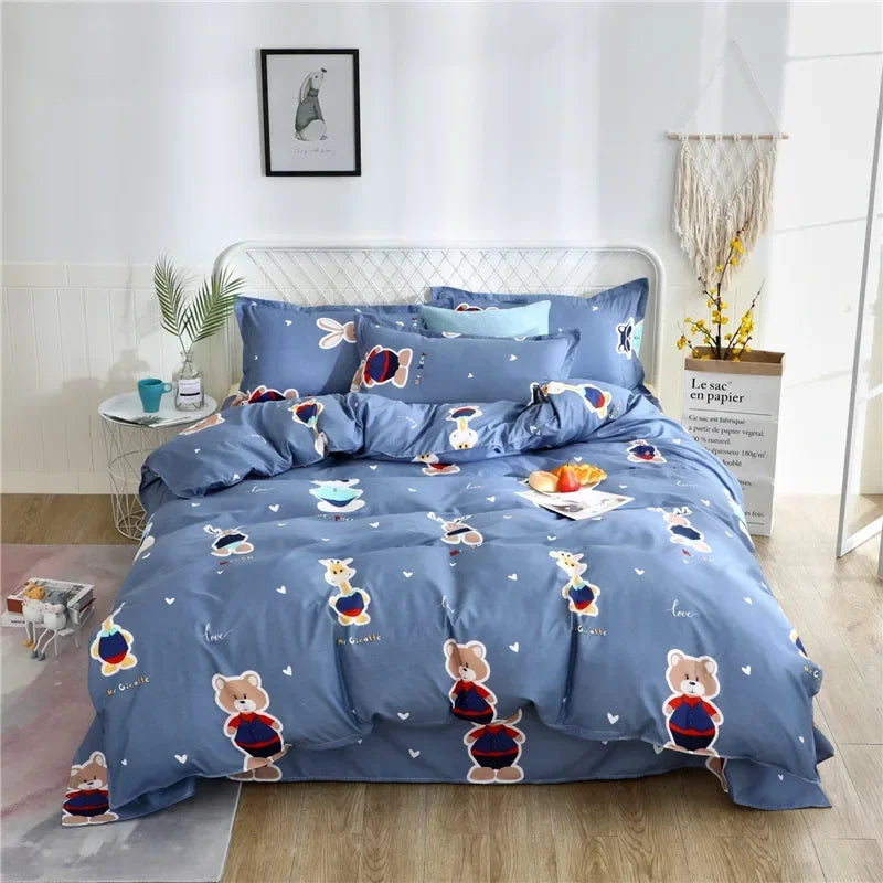 Afralia™ Printed Duvet Cover Set King Size: Lovely, Single Double Blanket Comforter & Pillowcase
