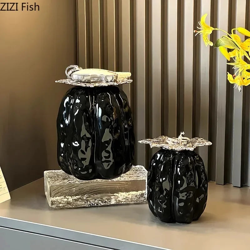 Afralia™ Pumpkin Ceramic Storage Jar with Lid | Modern Home Decor Solution