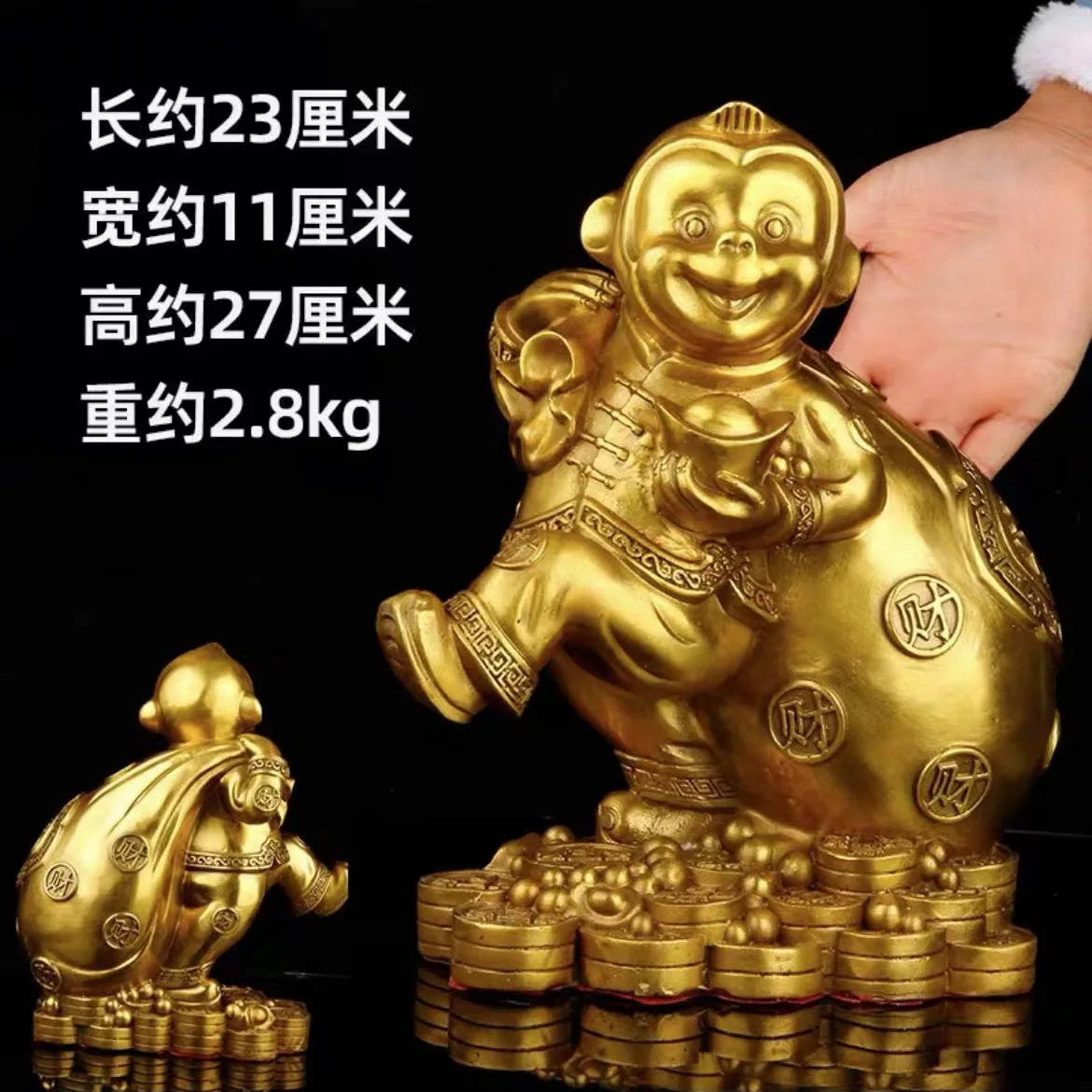 Afralia™ Metal Monkey Zodiac Ornament - Chinese Style Home Decor & Feng Shui Accessory