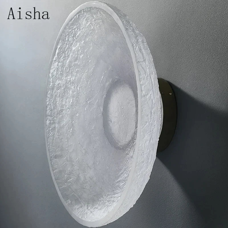 Afralia™ Round Clear Resin Wall Lamp LED Light for Living Room, Bedroom, Hotel