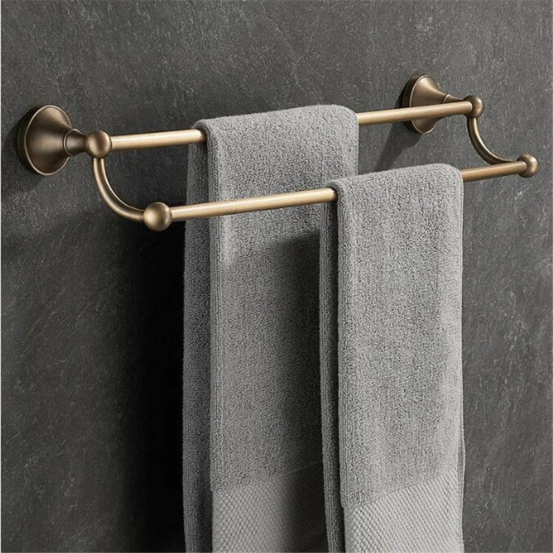 Afralia™ Antique Brass Bathroom Accessory Set: Towel Rack, Paper Holder, Soap Dish, Towel Ring, & More