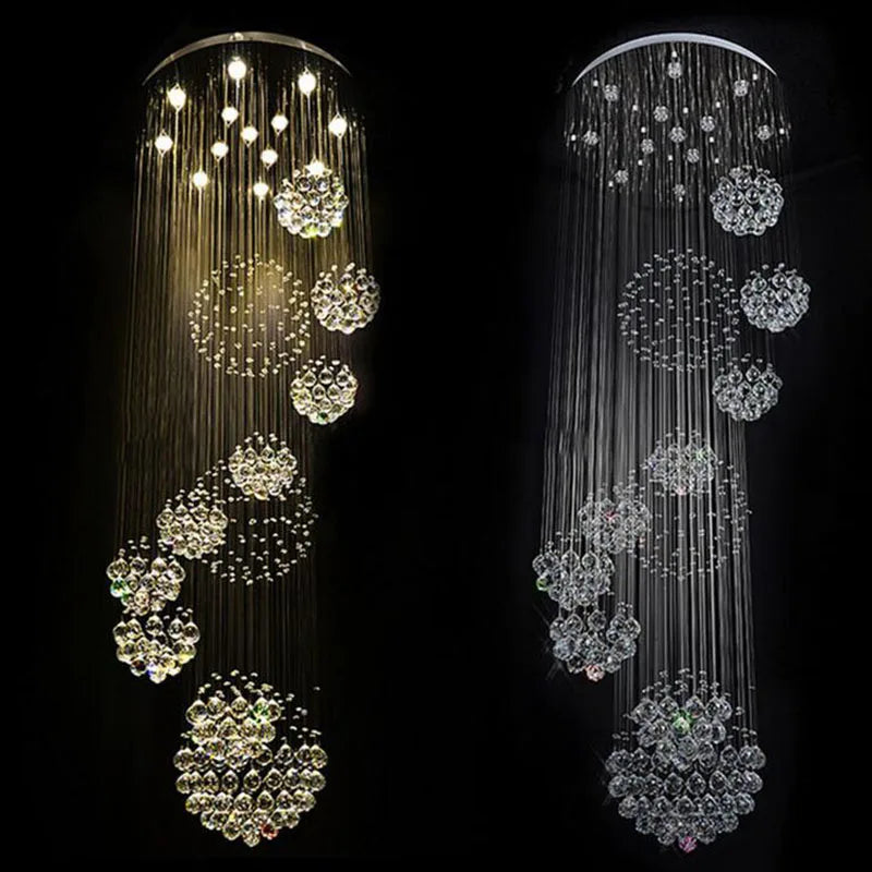 Afralia™ Crystal Ball Chandelier 80x300cm: Modern Design for Stunning Room Decor.