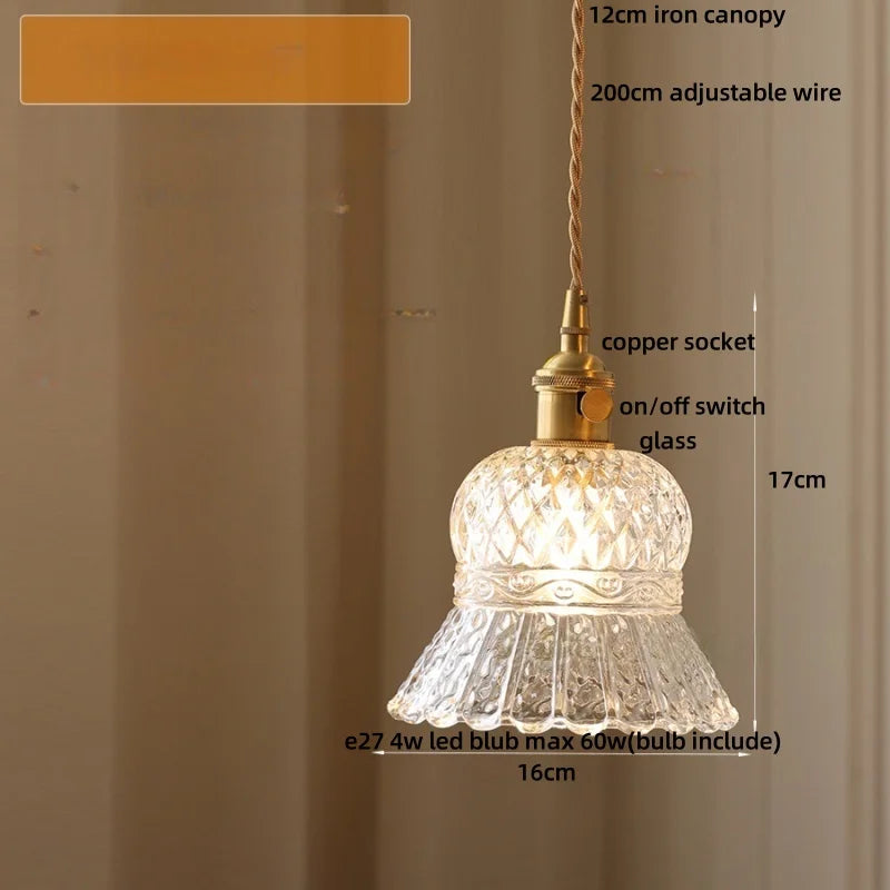 Afralia™ Amber Glass LED Pendant Light Fixture Modern Home Lighting Plafond Lamp