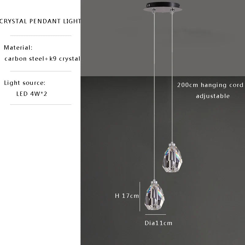 Afralia™ Pink Crystal Pendant Lights: Modern Sleek LED Luxury Elegance Hanging Lamps