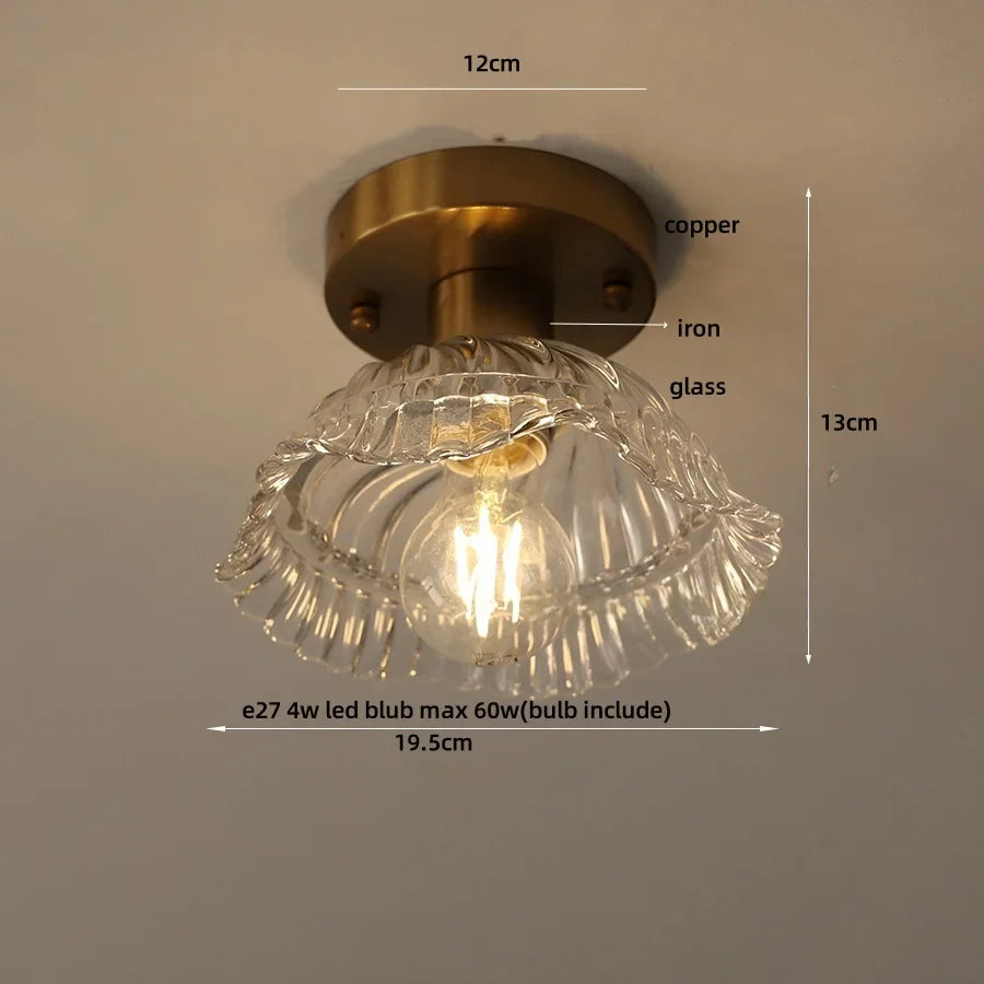 Afralia™ Wood Ball LED Ceiling Lamp Vintage Loft Copper Canopy Light