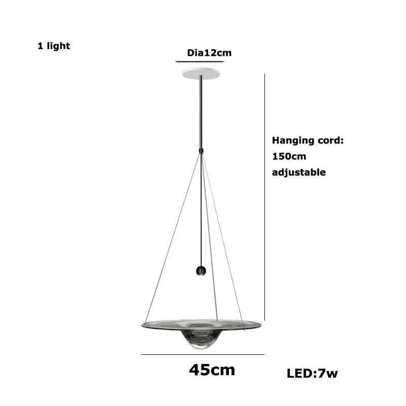 Afralia™ Clear Glass Disk LED Pendant Light - Modern Luxury Restaurant Ceiling Fixture