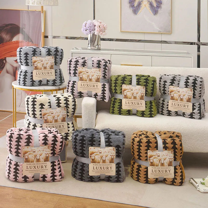 Afralia™ Double Layer Lamb Fleece Blanket: Soft & Warm for Office, Bedroom, Sofa.
