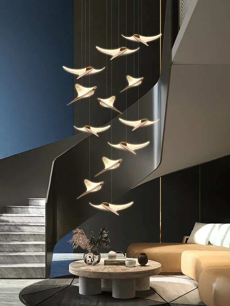 Afralia™ Dolphin Pendant Chandelier: Luxe Staircase & Lobby Décor for Hotel, Mall & Home