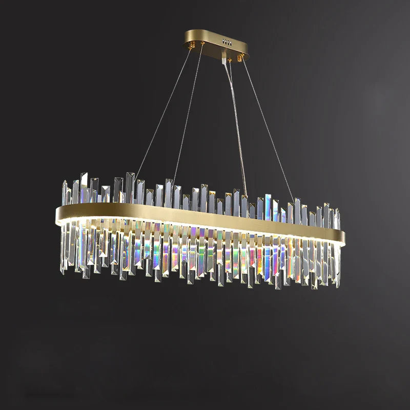 Afralia™ Crystal Chandelier LED Hanging Lamp Gold Silver Postmodern Design