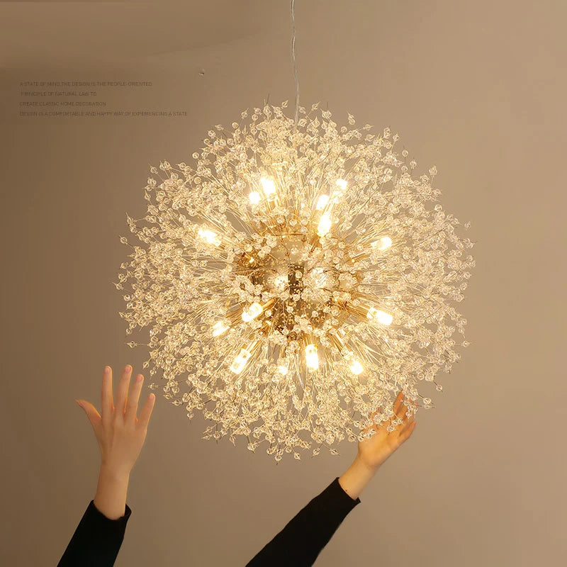 Afralia™ Dandelion Spark LED Chandelier – Modern Art Crystal Lamps for Home Decor