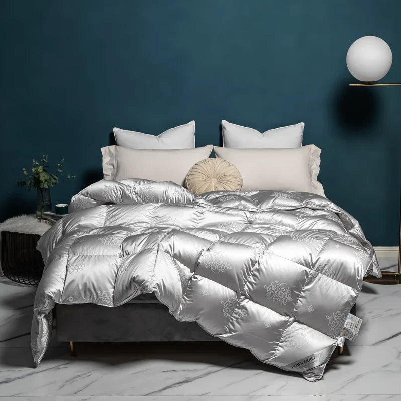 Afralia™ Luxe Goose/Duck Down Quilt: Fluffy Cozy Warmth, Queen King Size