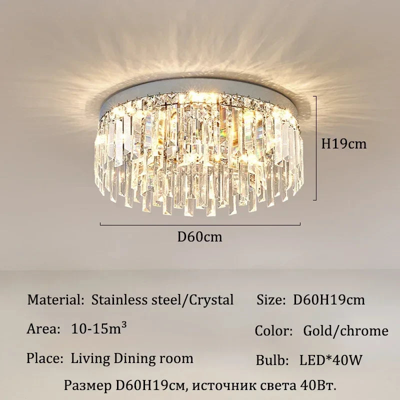 Afralia™ Chrome Crystal Ceiling Lights: Modern Luxury for Living & Dining Room