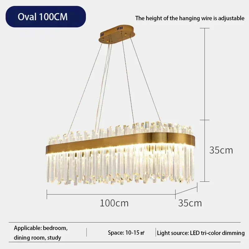 Afralia™ Crystal Gold Ceiling Pendant Light for Living Room Dining Kitchen
