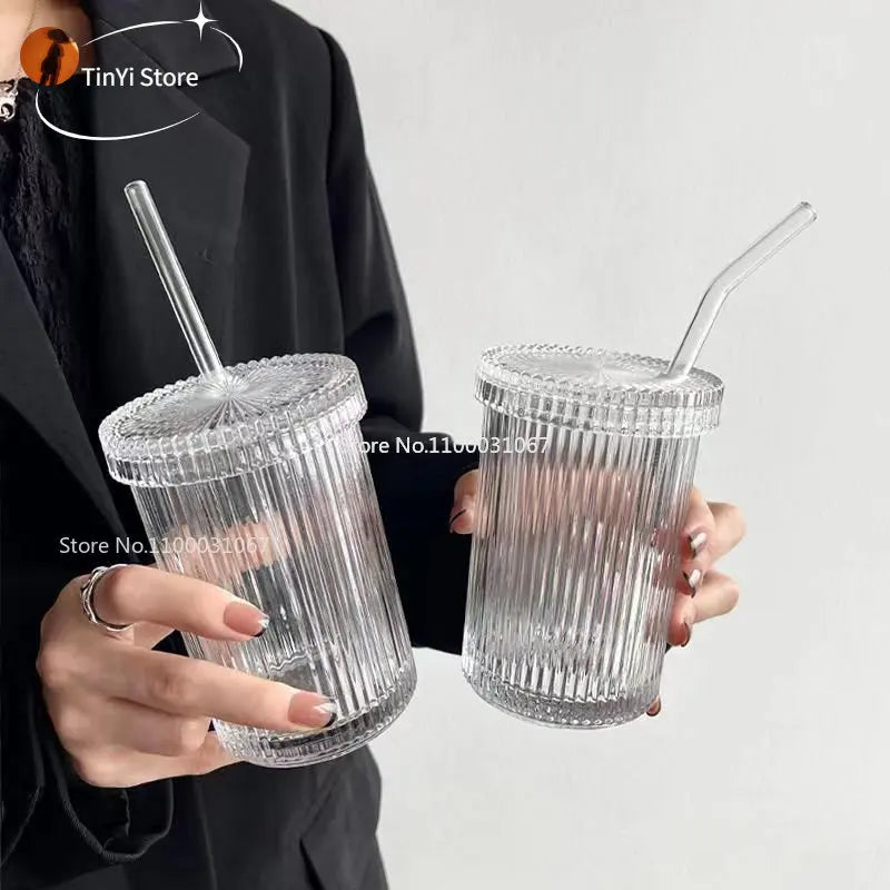 Afralia™ Glass Straw Cup - Elegant Japanese Style Milk Coffee Tea Wedding Gift