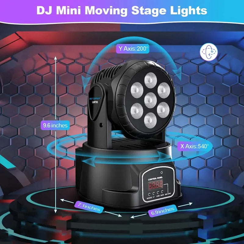 Afralia™ Mini Moving Head Light | DJ Stage Lighting | Auto&Sound Control