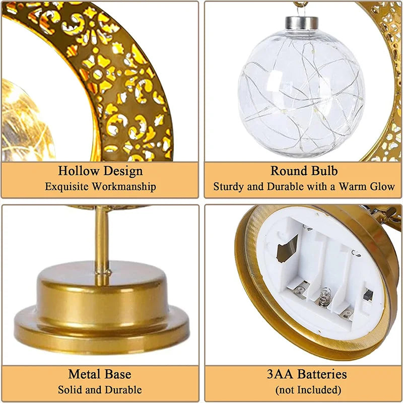 Afralia™ LED Ramadan Moon Star Night Light Table Lamp for Eid Decoration