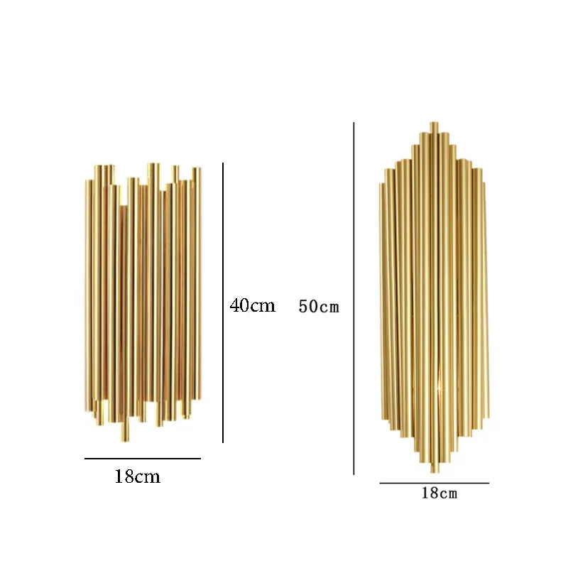 Afralia™ Golden LED Tube Wall Sconce Light for Living Room, Dining Hall, Stair Decor