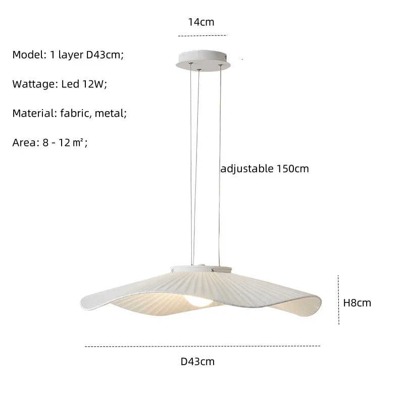 Afralia™ Nordic Fabric LED Ceiling Light Minimalist White Chandelier Home Decor