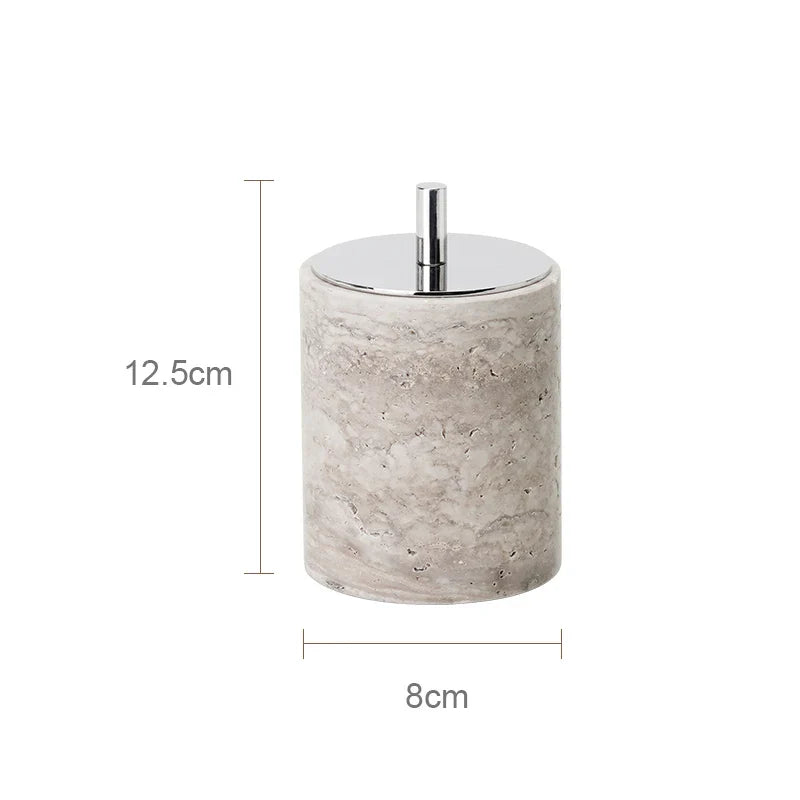Afralia™ Natural Marble Bathroom Set with Soap Dispenser, Diffuser, & Holder Tray
