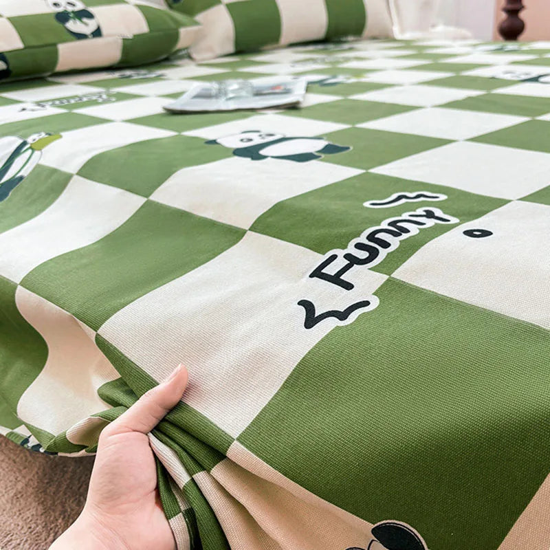 Afralia™ Cartoon Printed Cotton Bedspread | Queen King | Durable Coarse Cloth | All Seasons