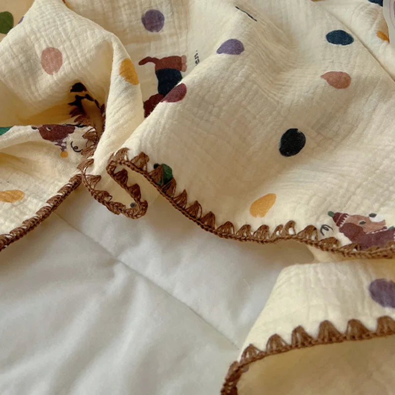 Afralia™ Korean Cotton Cartoon Blanket for Travel & Home - Kids, Adults