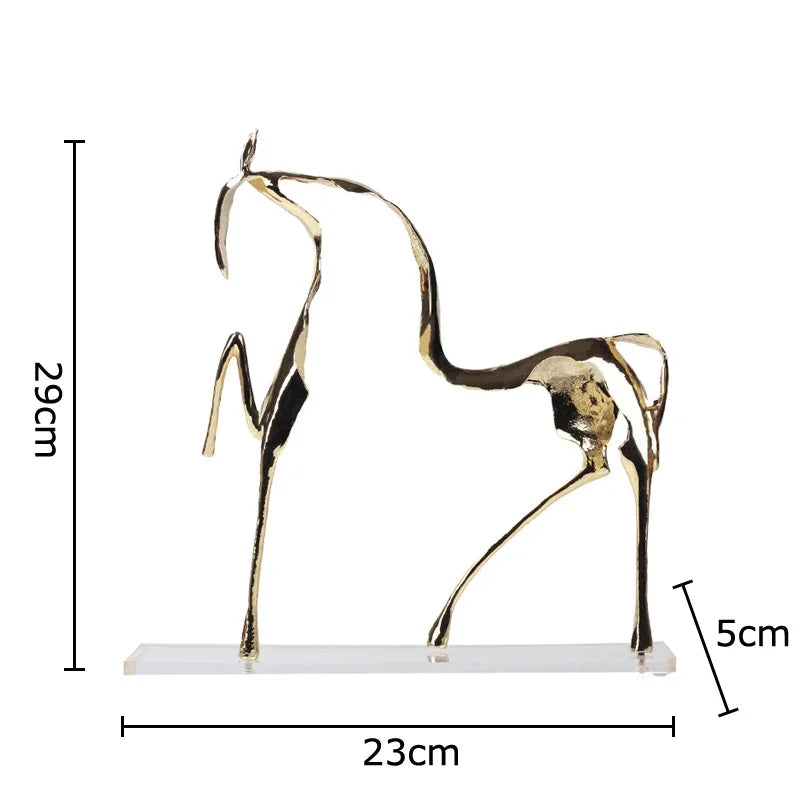 Golden Hollow Horse Ornament Desk Decoration by Afralia™ - Metal Craft Sculpture Aesthetic Decor