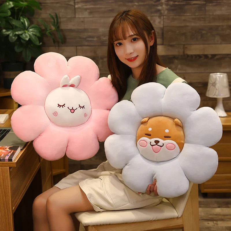 Afralia™ Sun Flower Plush Chair Cushion - Soft Cartoon Throw Pillow