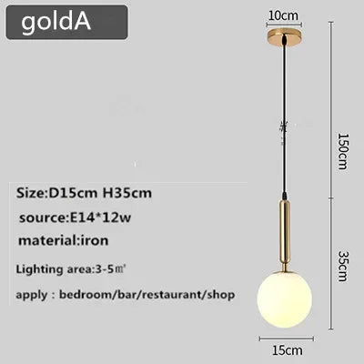 Afralia™ Glass Ball Chandelier Nordic LED Pendant for Restaurant Decor Bedroom Kitchen Dining