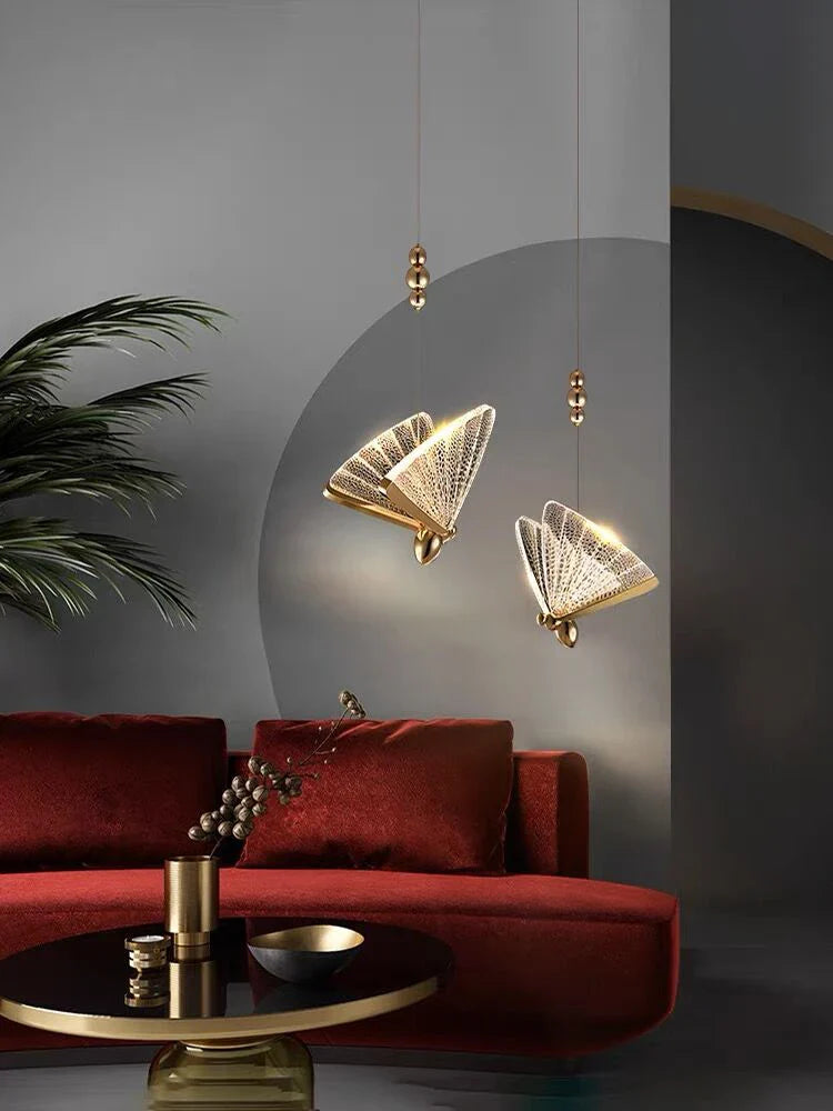 Afralia™ Butterfly Acrylic Chandelier Modern Ceiling Light Pendant Lamp for Living Room