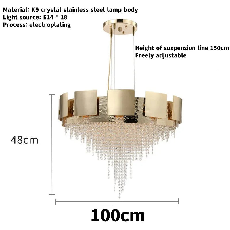Afralia™ Gold Crystal LED Chandelier: Luxe Ceiling Lighting for Dining Room