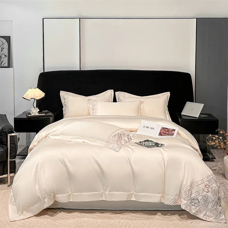 Afralia™ Lyocell Cotton Bed Linens Set Queen King Size