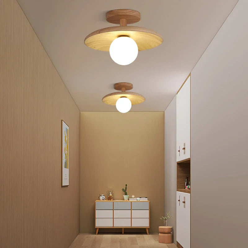 Nordic Wood Ceiling Lights LED Lighting for Aisle Corridor by Afralia™
