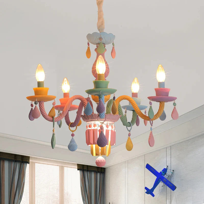 Afralia™ Crystal Chandelier Girl Baby Bedroom Lamp Nordic Princess Room Lighting