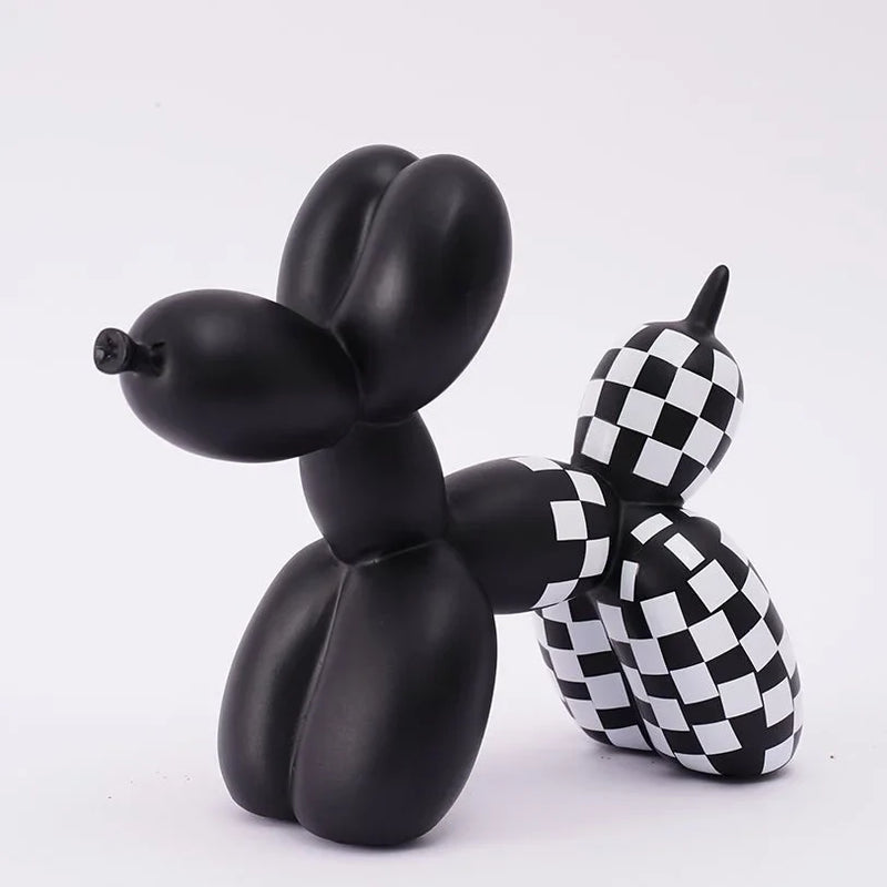 Afralia™ Plaid Balloon Dog Ornament: Modern Art for Home Office Decor & Gifting