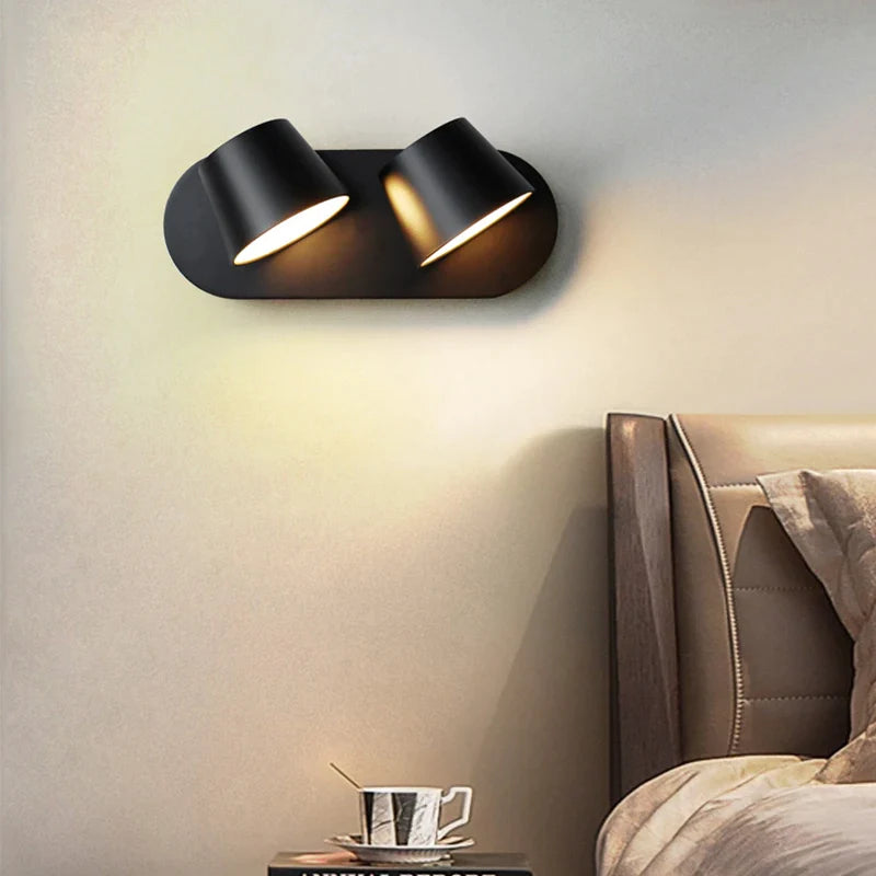 Afralia™ Nordic Rotatable LED Wall Lights Double-head Sconces Adjustable Acrylic Bedroom Décor