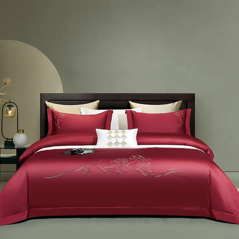 Afralia™ Luxury Embroidery 1000TC Egyptian Cotton Bedding Set - Full Queen King Size